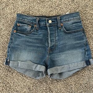 Levi's Blue Jean Shorts High-Waisted Cuffed